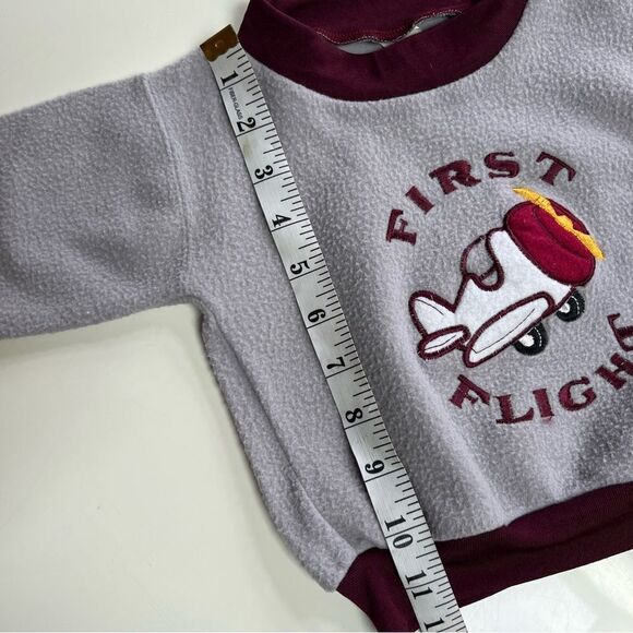 Vintage 1980s 1990s Fuzzy Crewneck Babys First Flight Airplane Travel Sweatshirt - Picture 6 of 6
